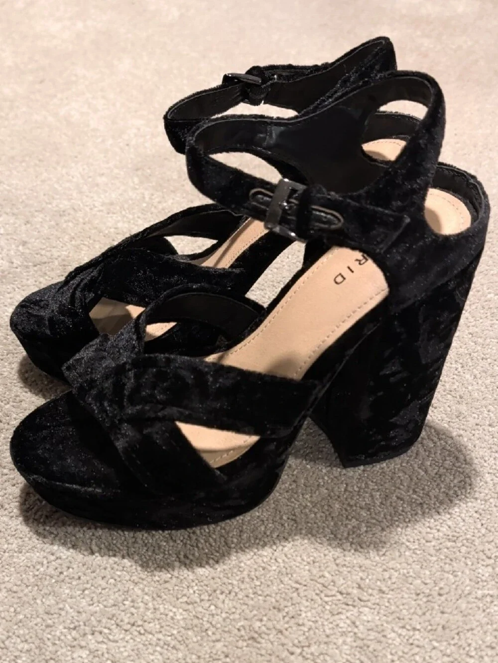 Torrid Black Crushed Velvet Platform Heels - Size 7W
